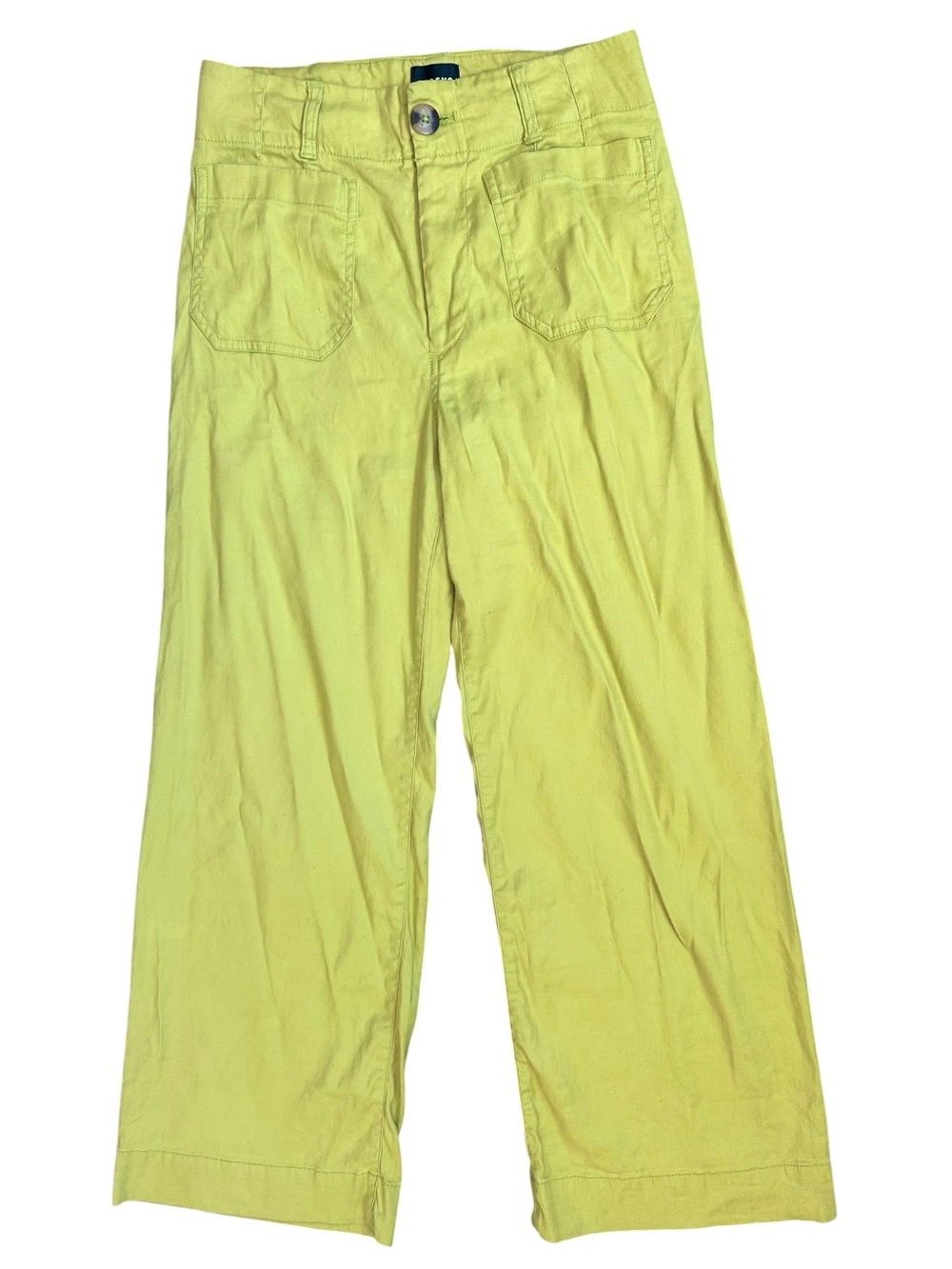 Anthropologie Maeve “The Colette” Chartreuse Green Linen Blend Pants Size 26 - Picture 2 of 8